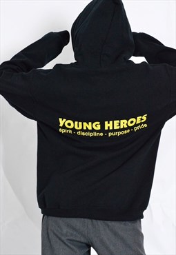 Y2K Black Graphic Young Heroes Hoodie
