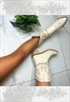 COWBOY BOOTS CREAM WESTERN COWGIRL BOOTS