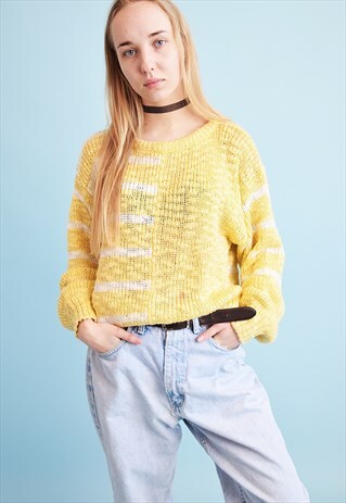 80'S RETRO STRIPED SHIMMER KNIT OVERSIZED MOMS JUMPER TOP