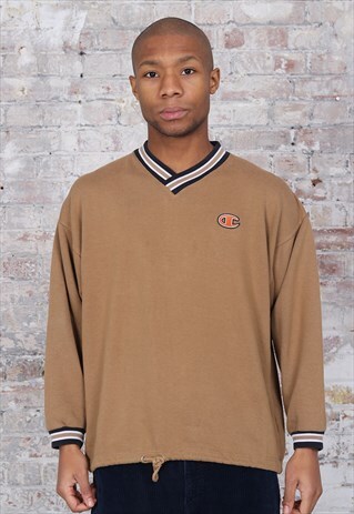 VINTAGE CHAMPION LOGO SWEATSHIRT BROWN
