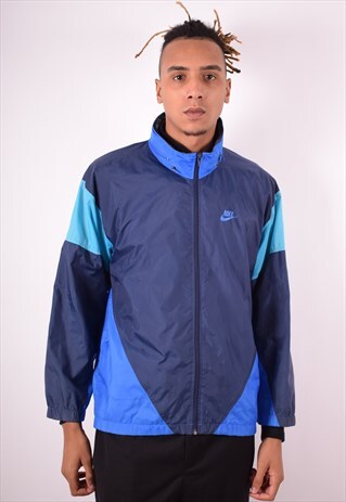 NIKE MENS VINTAGE JACKET LARGE BLUE 90S