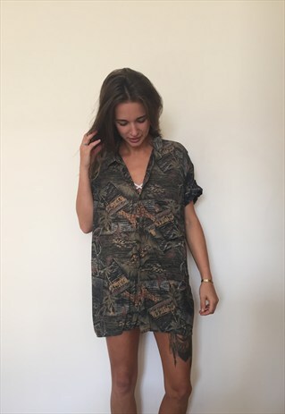 CRAZY PATTERNED VINTAGE RETRO FESTIVAL OVERSIZED SHIRT