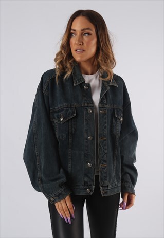 DENIM JACKET VINTAGE TRESPASS OVERSIZED FITTED UK 18 (95AJ)