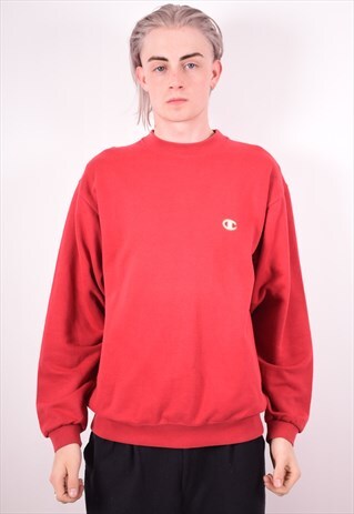 CHAMPION MENS VINTAGE SWEATSHIRT JUMPER LARGE RED 90S