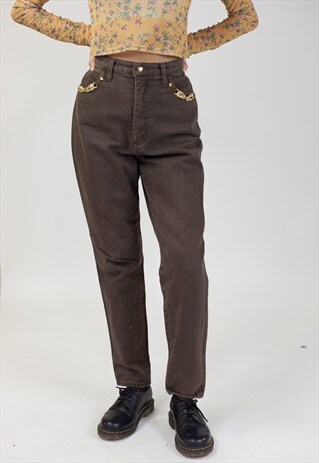 VINTAGE 90S BROWN GOLD POCKET DETAIL JEANS