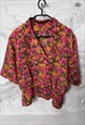 80S RETRO COLORFUL FLORAL JACKET / BLOUSE - M