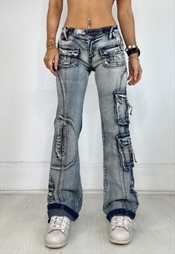 Vintage Y2k Jeans Cargo Utility 90s Grunge Low Rise Flares