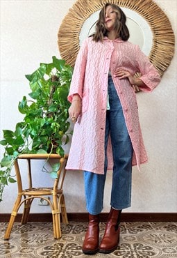1960's vintage light weight pink textured jacket with silver