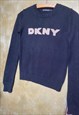 VINTAGE Y2K NAVY KNITTED DKNY JUMPER SWEATER 