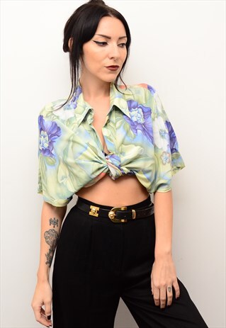 VINTAGE 90'S SOFT GRUNGE FLORAL PATTERNED OVERSIZED SHIRT