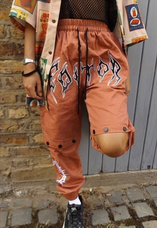 2IN1 DETACHABLE STRAIGHT FIT DENIM FEEL JOGGERS CARGO SHORTS