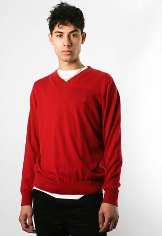 VINTAGE NAUTICA SWEATSHIRT V NECK JUMPER /SWEATER