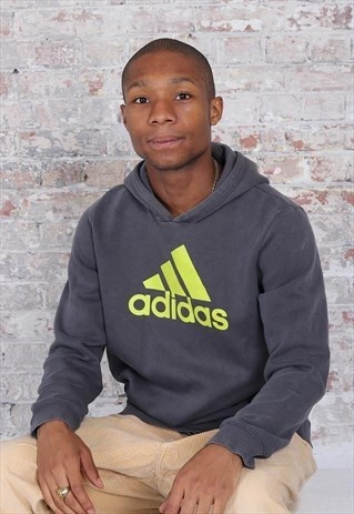 VINTAGE ADIDAS BIG LOGO HOODIE GREY