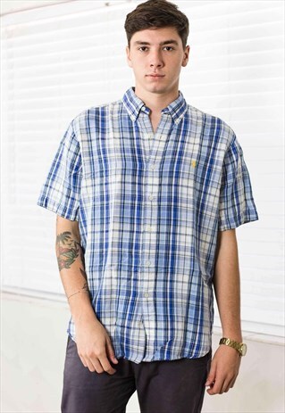 VINTAGE RALPH LAUREN CHECKED SHIRT LOGO L 6.3