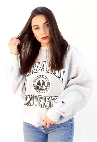 90'S RETRO GREY SPELL-OUT AMERICAN SWEATSHIRT