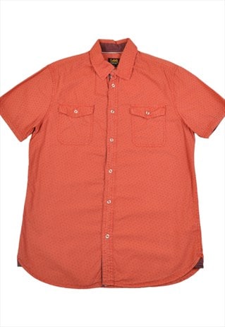 VINTAGE LEE SHIRT SHORT SLEEVED PATTERN ORANGE MEDIUM