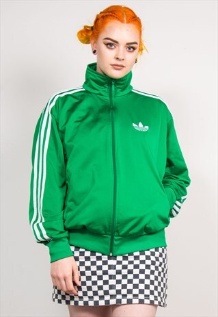 90'S VINTAGE ADIDAS GREEN TREFOIL LOGO TRACKSUIT JACKET