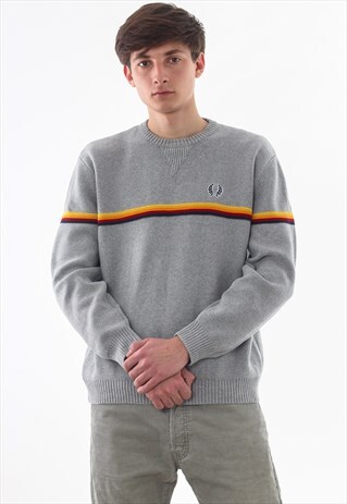 VINTAGE FRED PERRY SWEATER 90S GREY KNITTED