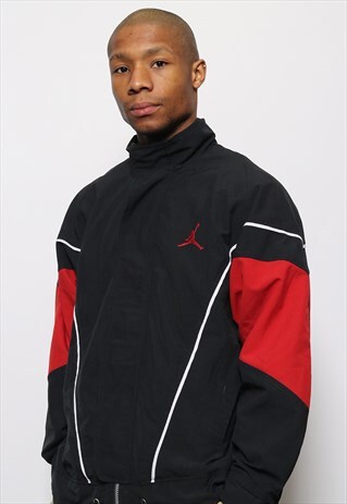 VINTAGE NIKE AIR JORDAN LOGO TRACK JACKET BLACK RED