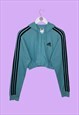 REWORKED ADIDAS BLUE BLACK 1/4 ZIP CROPPED HOODIE