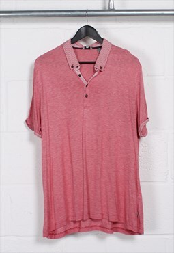 Vintage Ted Baker Polo Shirt in Red Short Sleeve Tee XL