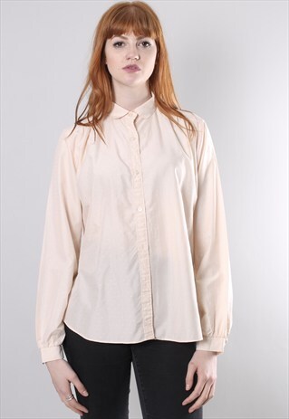 VINTAGE 80S PEACH NUDE TEXTURED BLOUSE SHIRT TOP