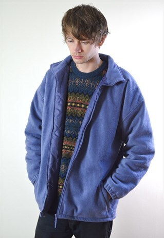 1990S VINTAGE LILAC PURPLE FULL ZIP PADDED FLEECE JACKET