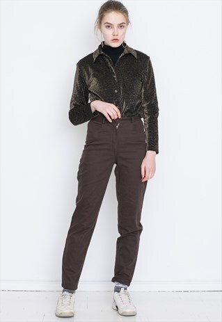 VINTAGE BROWN HIGH WAIST RETRO TROUSERS