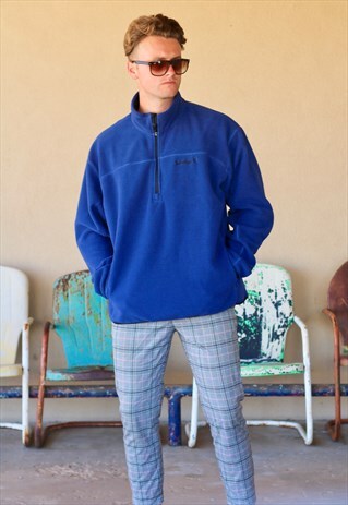 TIMBERLAND 1/4 ZIP INDIGO BLUE FLEECE ROUTE 66, TX