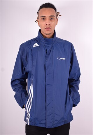 ADIDAS MENS VINTAGE RAIN JACKET MEDIUM BLUE 90'S