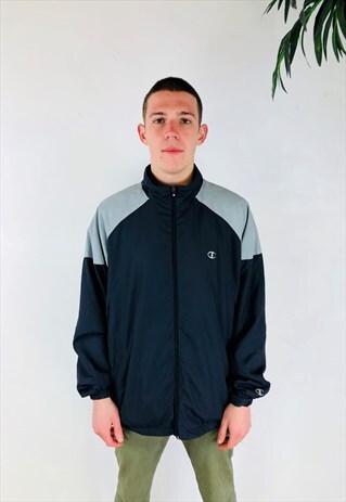 BLACK AND GREY LIGHTWEIGHT CHAMPION JACKET