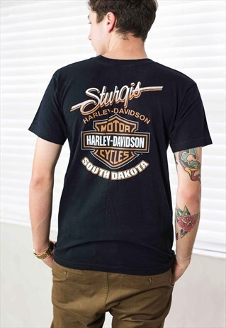 VINTAGE HARLEY-DAVIDSON BIKER T-SHIRT LOGO 90S M 7.7