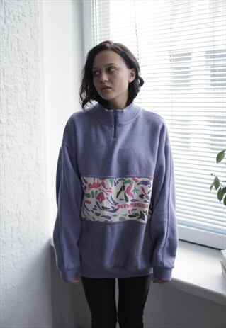 VINTAGE 80'S LILAC WOOL ABSTRACT DETAIL JUMPER