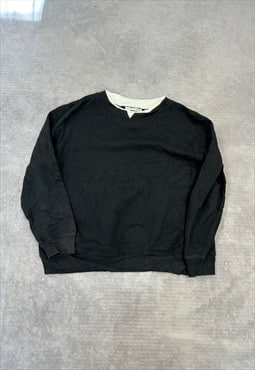 Vintage Sweatshirt Plain Jumper with Double Collar