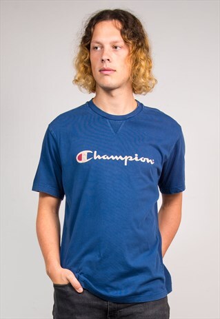VINTAGE 90'S BLUE CHAMPION LOGO T-SHIRT