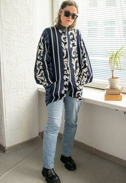 Vintage 90's Blue/White Patterned Bohemian Jacket