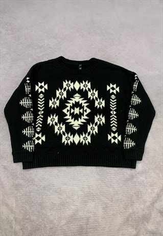 ABSTRACT KNITTED JUMPER PATTERNED CHUNKY KNIT SWEATER