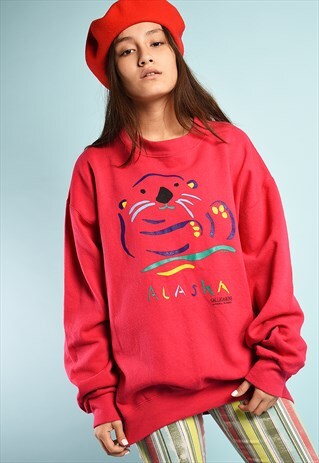 90'S TRAVEL ALASKA PRINT OVERSIZED SWEATSHIRT JUMPER