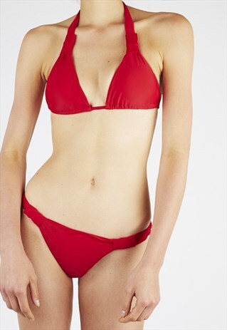 VERONA RED TIE UP KNOT TRIANGLE BIKINI