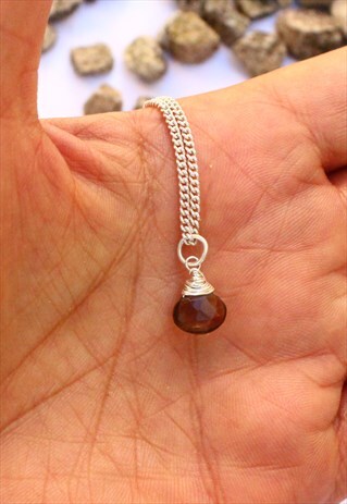 SMOKY QUARTZ DARK GEMSTONE NECKLACE