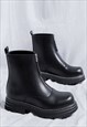 GRUNGE CHAIN BOOTS EDGY PLATFORM SHOES CHUNKY SOLE BLACK