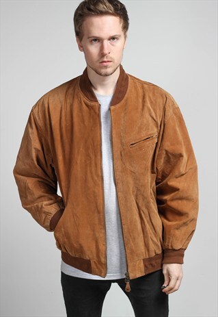 VINTAGE OVERSIZED SUEDE BOMBER JACKET