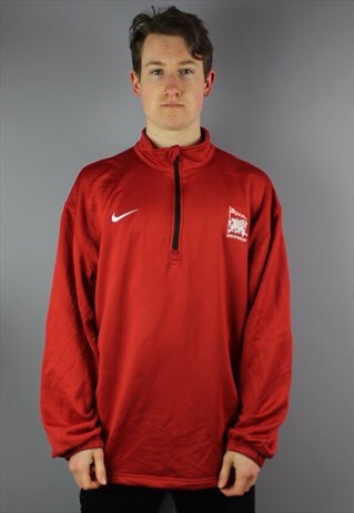 VINTAGE NIKE 1/4 ZIP SWEATSHIRT IN RED WITH EMBROIDERY