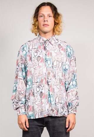 VINTAGE 90'S WAVEY PASTEL PATTERN FESTIVAL SHIRT