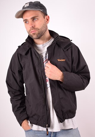TIMBERLAND MENS VINTAGE RAIN JACKET SMALL BLACK 90S