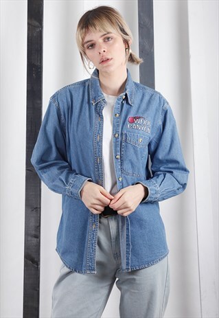 VINTAGE 90S BLUE LEE DENIM SHIRT. UNISEX OVERSIZED WORKWEAR