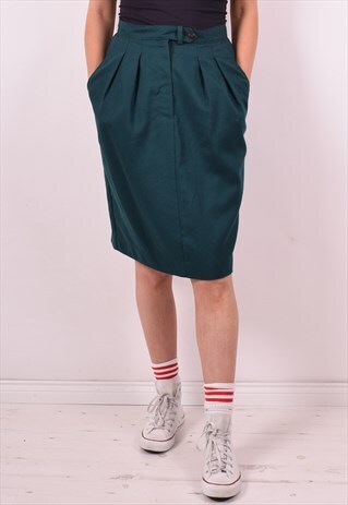 WOOLRICH WOMENS VINTAGE SKIRT W30 GREEN 90S