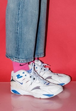 90's Vintage classic hi-top trainers in white/blue/black