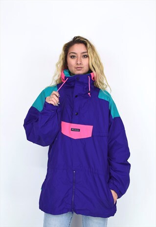 VINTAGE 90'S COLUMBIA PURPLE, PINK & TURQUOISE COAT