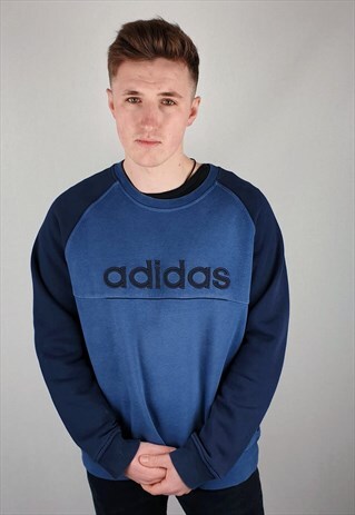 VINTAGE 90S ADIDAS SWEATSHIRT EMBROIDERED SPELLOUT SWEATER